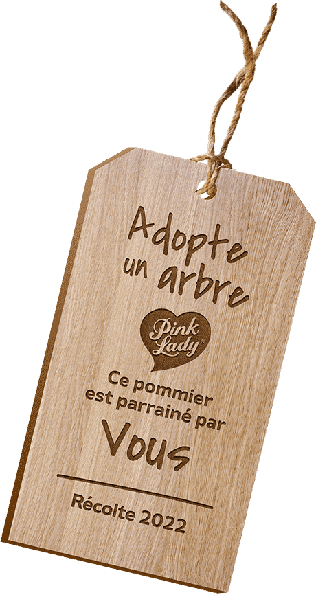Adopte un arbre étiquette 2022. Ce pommier est parrainé par vous.